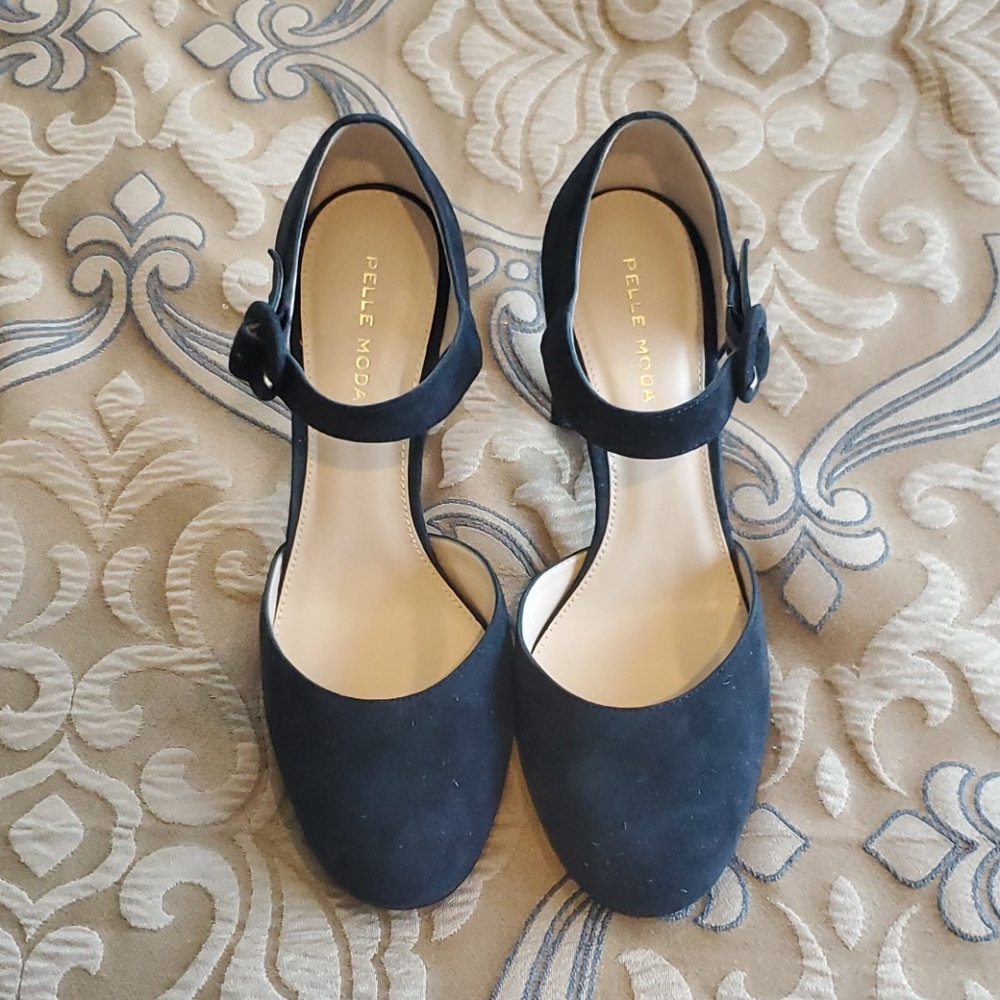 Pelle Moda Pierce Suede Heels in Midnight Blue